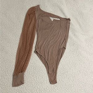 One Shoulder long Sleeve Bodysuit Top